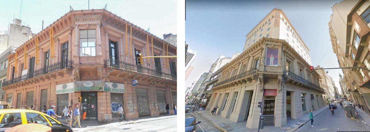El edificio de Alsina 811, en pleno casco histórico porteño. Dejarán la fachada, pero construirán en altura detrás: la llaman arquitectura parasitaria.